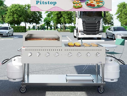 60 in. 8-Burner Commercial Outdoor Propane Gas Grill with 30 in. Pizza Oven in Stainless-Steel, ETL Listed (CGKIT6-P30)