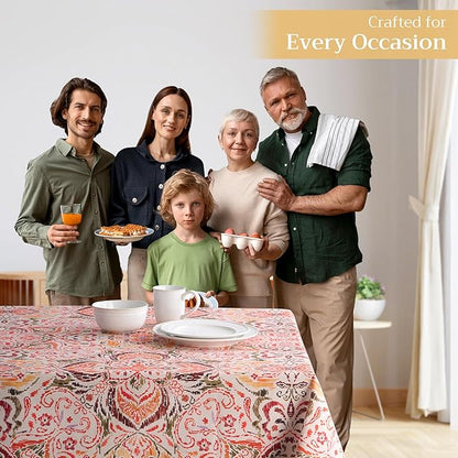 Maison d' Hermine Table Cloth Rectangle Table 100% Cotton 70 x 90 Inches Fall Tablecloth Reusable Everyday Use for Thanksgiving Christmas Decorations Dining Farmhouse Party (Damask)