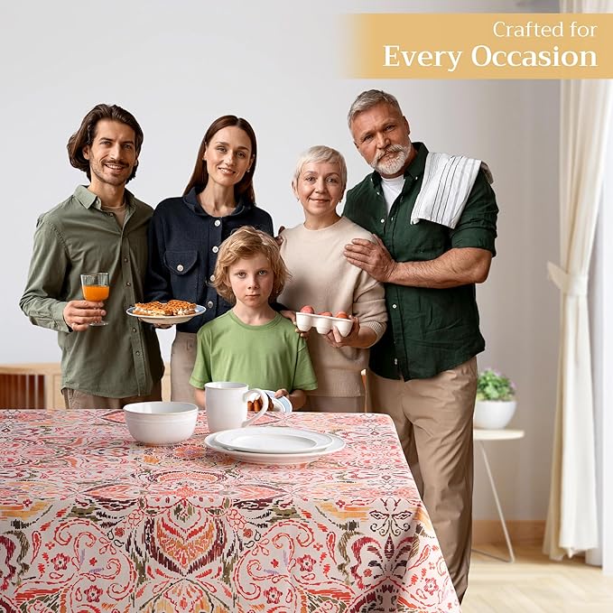Maison d' Hermine Table Cloth Square Table 100% Cotton 60 x 60 Inches Fall Tablecloth Reusable Everyday Use for Thanksgiving Christmas Decorations Dining Farmhouse Party (Damask)