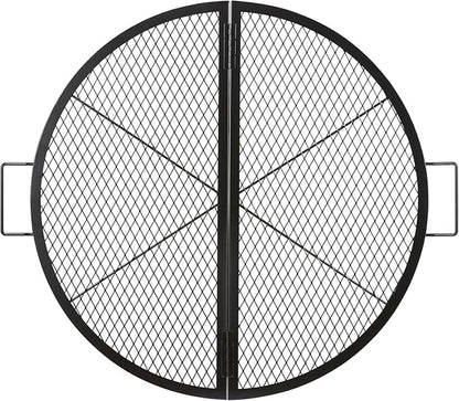 VEVOR X-Marks Fire Pit Grill Grate, Foldable Round Cooking Grate, Heavy Duty Steel Campfire BBQ Grill Grid with Handle and Support X Wire, Portable Camping Cookware for Outside Party, 36 Inch Black