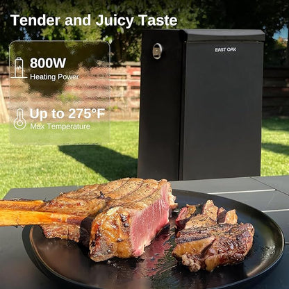 EAST OAK 30-inch Electric Smoker, Outdoor Smoker with Convenient Side Wood Chip Loader, 725 Sq Inches of Cooking, Digital Control and 4 Removable Racks for Outdoor Kitchen, BBQ, Backyard, Black