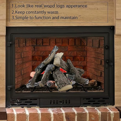 Gas Fireplace Logs 10pcs Fake Fireplace Logs Faux Electric Fireplace Logs for Gas Fireplace Insert, Large Ceramic Wood Fake Fire Logs for Outdoor Fire Pit Firebowl Indoor Fireplace Decoration