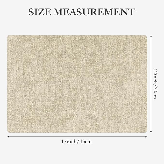 Faux Leather Heat Resistant Placemats Set of 8 – Waterproof Oilproof Wipeable Dining PU Vinyl Place Mat Easy Clean Table Mats for Kitchen/Dining/Party/Holiday, Beige