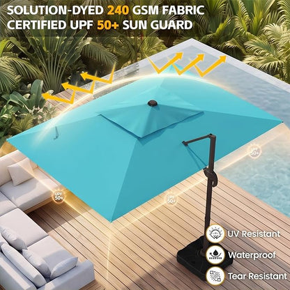 9x12 FT Patio Cantilever Umbrella, Rectangular Heavy Duty Offset Umbrella - Image 5