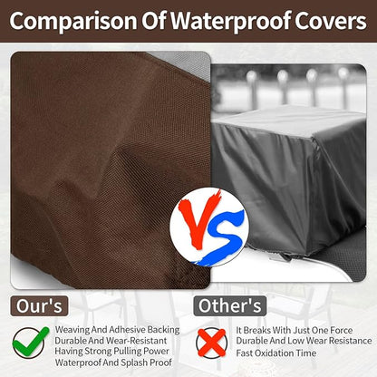 Round Patio Furniture Covers, 72" DIA x 28 H Waterproof Outdoor Furniture Cover for Patio Table & Chair Sets, 600D Heavy-duty UV-Resistant Fade-Proof Protection, Grey & Brown
