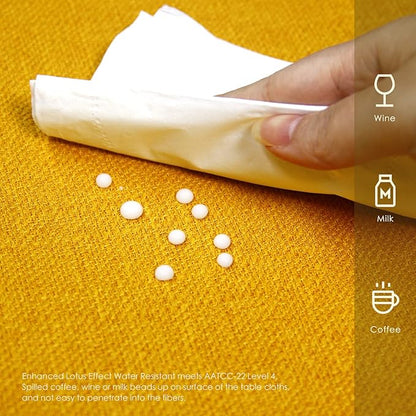 BALCONY & FALCON Rectangle Tablecloth Washable Wrinkle Resistant and Water Proof Table Cloth Decorative Linen Fabric Tablecloths for Dining Parties Kitchen Wedding and Outdoor Use (Golden, 57x85)