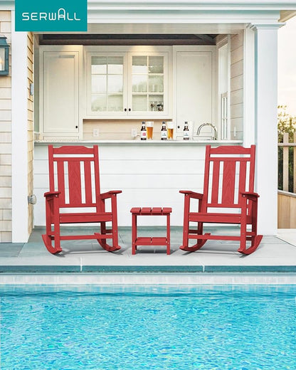 SERWALL Oversized Rocking Chair Outdoor, HDPE Outdoor Rocking Chair - Image 2