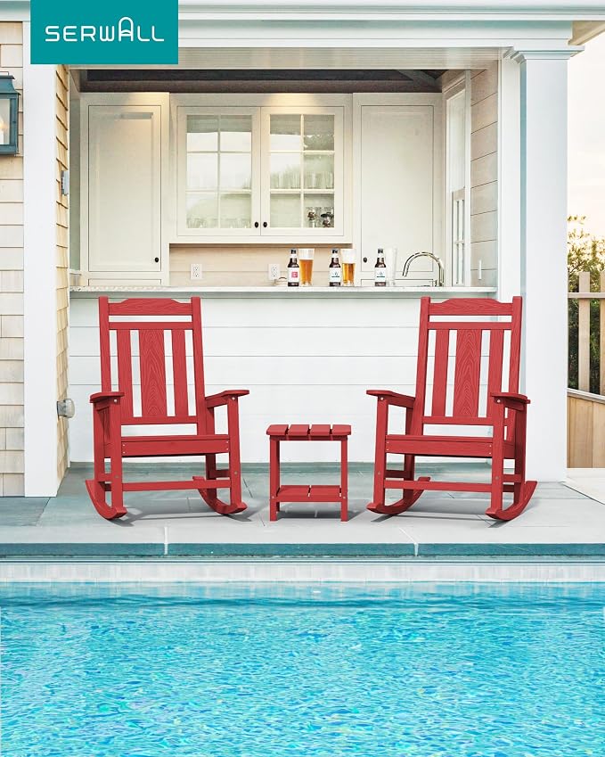 SERWALL HDPE Oversized Outdoor Rocking Chairs Set of 4, Patio Rocker, All - Image 2