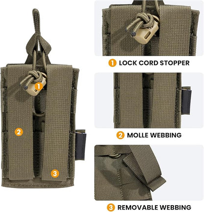 EXCELLENT ELITE SPANKER Tactical Open-Top Single/Double/Triple Molle Mag Pouch for Pistol Mag Pouch Tactical Bag Accessories Holder