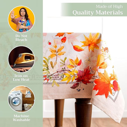 Maison d' Hermine Table Cloth Square Table 100% Cotton 54 x 54 Inches Fall Tablecloth Reusable Everyday Use for Thanksgiving Christmas Decorations Dining Farmhouse Party (Amarante)
