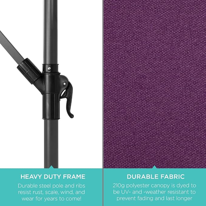 Best Choice Products 10ft Solar LED Offset Cantilever Hanging Market Patio - Image 6