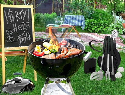 POLIGO 7PCS Golf-Club Style BBQ Tools Set Grilling Tools with Rubber Handle - Stainless Steel Grill Accessories for Outdoor Grill Set Premium Grill Utensils Set Christmas Birthday Gifts for Men Dad