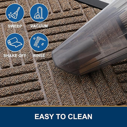 Smiry Front Door Mat Outside Entrance, Heavy Duty Outdoor Indoor Mat, Natural Rubber Doormat, Non Slip, Trap Dirt and Moisture, Easy Clean, Low Profile Patio Porch Entryway Mat, 29.5x17, Mix Brown