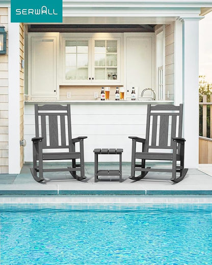 SERWALL HDPE Oversized Outdoor Rocking Chairs Set of 6, Patio Rocker, All - Image 7