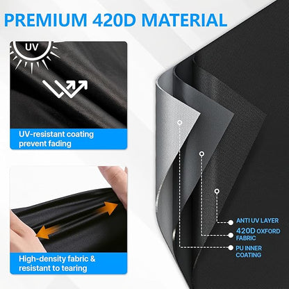Outdoor Table Cover 75"L x 24"W x 8"H, 420D Waterproof Outdoor Cover for Patio Furniture Dinning Table Picnic Coffee Tables Chairs and Sofas, Black