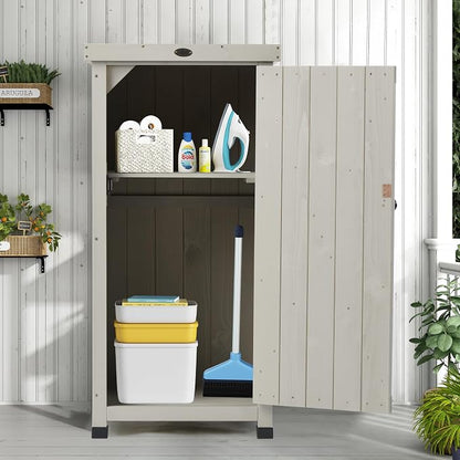Outdoor Storage Cabinet for Patio, Garden Potting Bench Table - Image 2