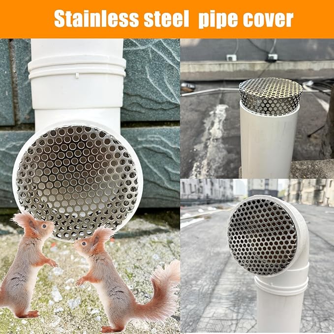 PVC Termination Cap Vent Cover, Stainless Steel Mesh Screen Vent Cover Slot for 3.55" to 4.13" ID Furnace and Roof Vent Pipe, Conical Vent Cap Rust preventing Leaves Debris, Birds Entering
