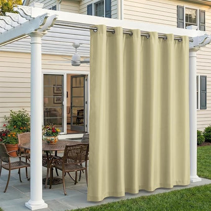 Set of 4 Outdoor Curtains for Patio Waterproof, Breathable Grommet Panels for by Sunshelf