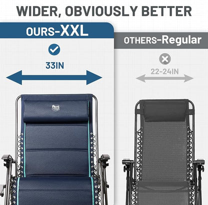 Timber Ridge Oversized Zero Gravity Chair, 33In Wide XXL Zero Gravity Reclining - Image 4