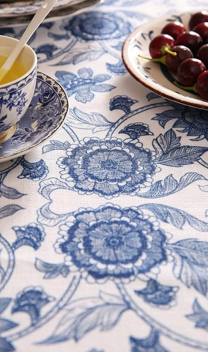 patdrea Designer Vintage Blue Rectangle Tablecloth,Linen Anti-Wrinkle Paisley Pattern Farmhouse Table Cloth,Decor Table Cover Cloth for Kitchen Dining,Christmas,Thanksgiving,55"x79"-Lantang a