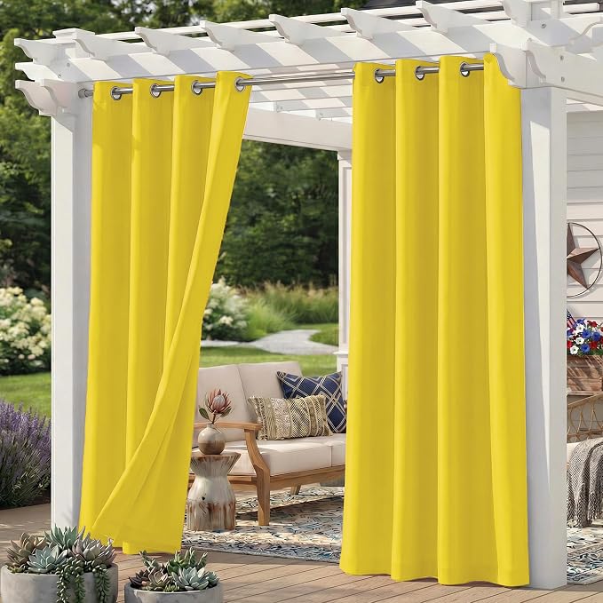Set of 6 Outdoor Curtains for Patio Waterproof, Breathable Grommet Panels for by Sunshelf