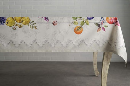 Maison d' Hermine Table Cloth Rectangle Table 100% Cotton 54 x 72 Inches Fall Tablecloth Reusable Everyday Use for Thanksgiving Christmas Decorations Dining Farmhouse Party (Fruit D'Hiver)