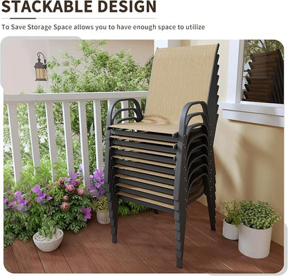 Patio Chairs Set of 8, Outdoor Stackable Dining Chairs - Image 6
