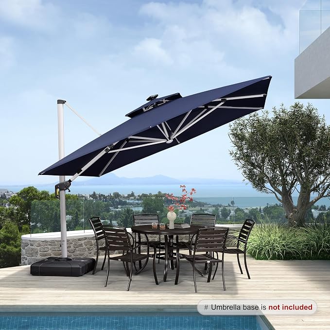 PURPLE LEAF Patio Umbrella 11'X11' Double Top Solar LED Light, Support to - Image 2