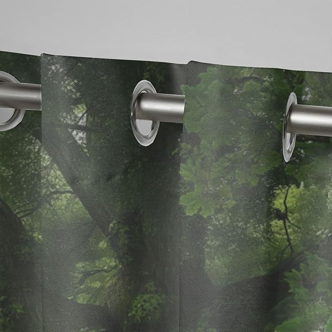 Nature Theme Waterproof Outdoor Curtains for Patio,Forest Pattern,UV and Fade Resistant Outside Curtains for Gazebo, Front Porch, Pergola,2 Panels,36 x 84 inch,Green