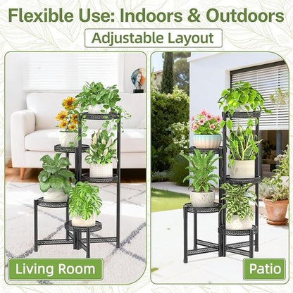 iDavosic.ly Plant Stand Indoor Outdoor, 5 Tier Iron Corner Shelf, Folding Multi - Image 7