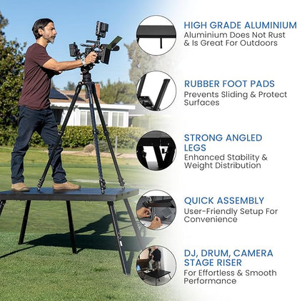 16'x24' MyStage 24 Portable Stage -Performance Floor Versatile Platform Modular System Stage - DJ, Drum, Camera Stage Riser -Compact & Stable, Easy to Carry, Assemble & Transport