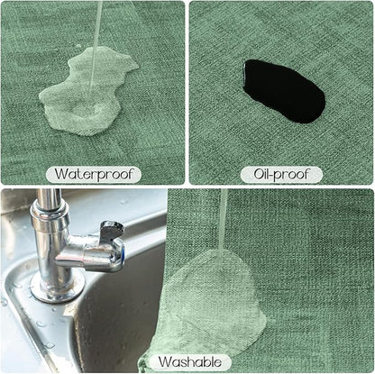 Romanstile Reversible Vinyl Placemats Set of 4, Faux Leather 100% Waterproof Oil-proof Wipeable Place Mats, Heat Resistant Dual Sided Table Mats for Kitchen/Dining/Party (Grey DarkGreen, 12 x 17 Inch)