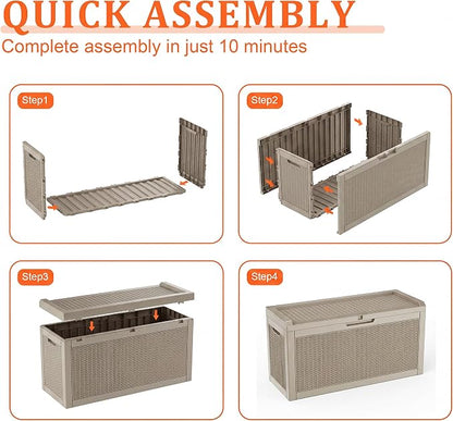 70 Gal Waterproof Outdoor Storage Box UV Resistant Deck Box | Storage bench - Image 4