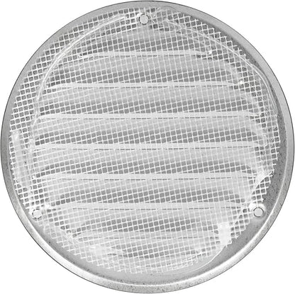Repa Market 4 Inch (Opening Dimensions) Round Air Vent Cover/White Galvanized Steel Louvered Grill Cover with Mesh Screen/Wall or Ceiling Vent/HVAC Register for DIY Home Improvement