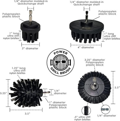 Grill Brush 5 Piece BBQ Cleaning Kit - Nylon Safe Bristle, Wire Free, Safe for All Grates Stainless Steel, Porcelain, Charcoal Smoker Grill Cleaner Scraper, Accessories Outdoor
