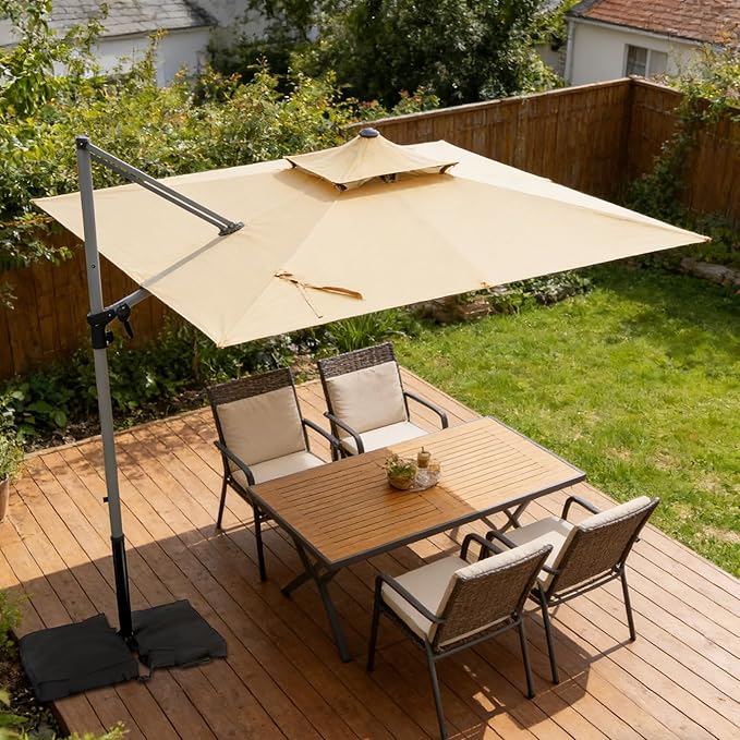 Patio Umbrella, Rectangle Outdoor Cantilever Umbrella, Aluminum Offset Umbrella - Image 4