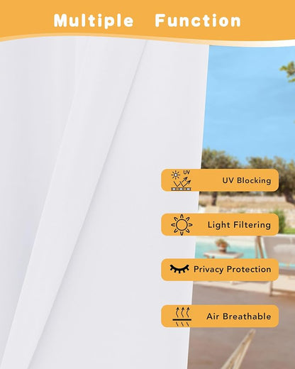 Extra Wide Outdoor Curtains for Patio Waterproof 4 Pcs 110x84 Inch White | - Image 3
