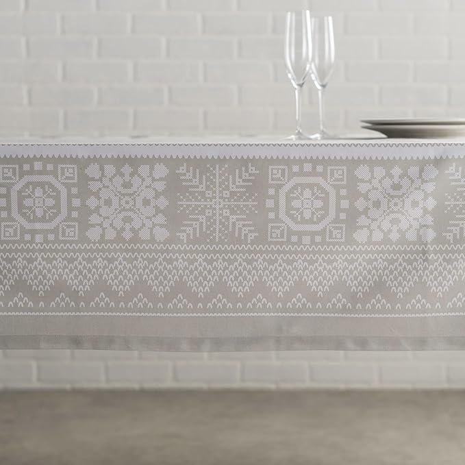 Maison d' Hermine Table Cloth Square Table 100% Cotton 60 x 60 Inches Fall Tablecloth Reusable Everyday Use for Thanksgiving Christmas Decorations Dining Farmhouse Party (Cozy Christmas)