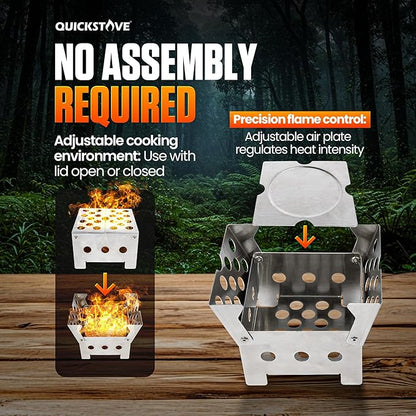Portable Stove Kit with Camping Pot & 2 Fire Starters, Lightweight Stainless Steel Wood Burning Stove for Emergency Preparedness, Survival Supplies, Camping Gear & Outdoor Cooking