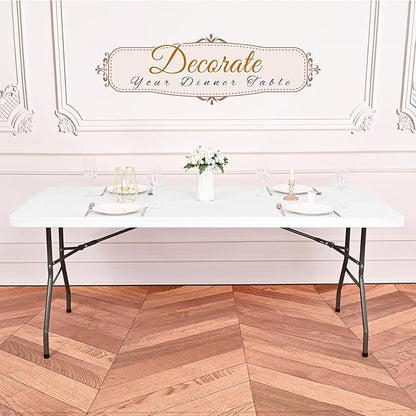 10 Pack Stretch Fabric Table Top Cap Cover, fits 6Ft Tables, Spandex Table Covers Washable Elastic Universal Rectangle Tablecloth Protector for Indoor Outdoor Party Picnic Wedding, White,30" W x 72" L
