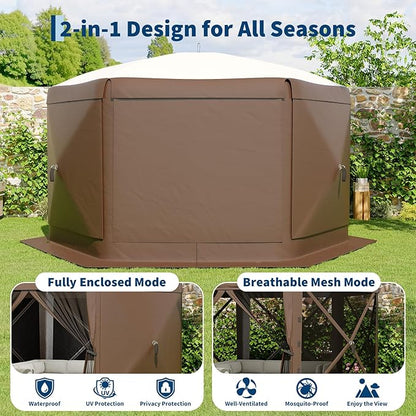 13FT Pop-Up Gazebo Tent with Mesh Netting & Removable Wind Cloths | Outdoor - Image 3