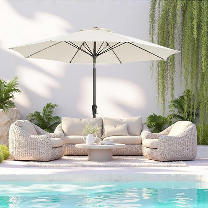 9 FT Patio Umbrella Outdoor patio deck umbrella White | Large UPF50+ - Image 2