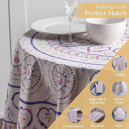 Maison d' Hermine Table Cloth Round Table 100% Cotton 69 Inches Tablecloth Reusable Decorative Everyday Use for Dining Room, Farmhouse, Home, Party, Festive & Wedding Spring Summer - Mandala