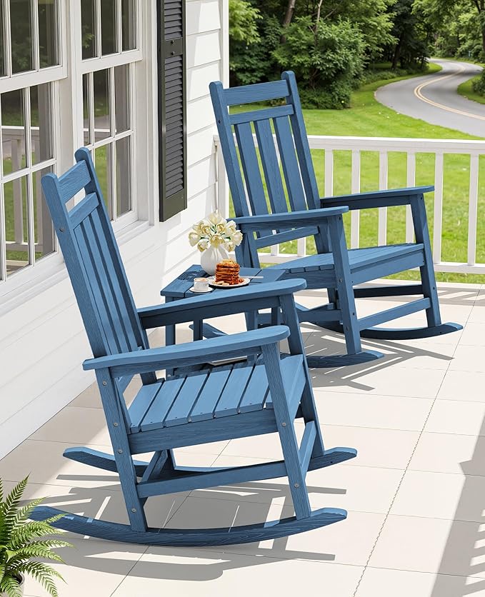 Oversized Outdoor Rocking Chair Set of 6, HDPE Patio Rockers - Image 2