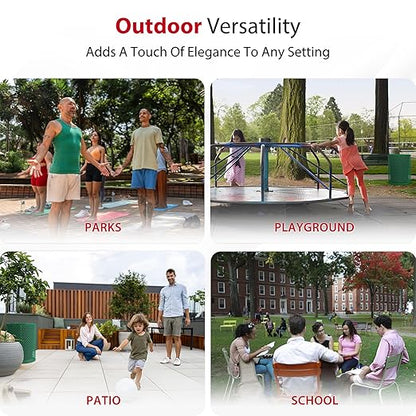 Leisure Craft Heavy-Duty 32 Gallon Receptacle, Portable, Liner Included, Made with Heavy-Gauge Metal and a Durable Thermoplastic Coating, Commercial Outdoor Park Receptacle, Made in The USA
