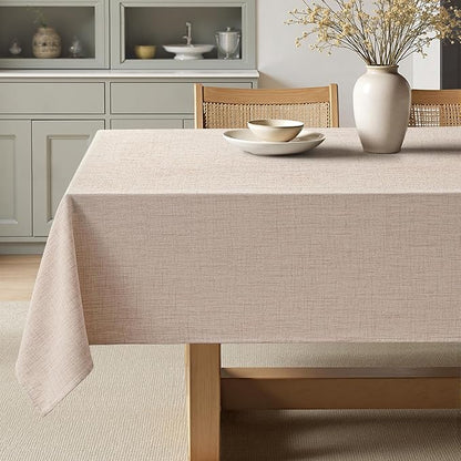 MIULEE Natural Linen Polyester Tablecloth 60x144 Inch Spring Rectangle Table Cloth Waterproof,Stain Resistant & Wrinkle Resistant for Dining Party Wedding