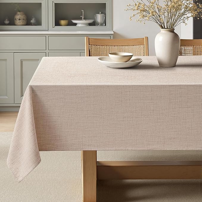 MIULEE Natural Linen Polyester Tablecloth 60x104 Inch Spring Rectangle Table Cloth Waterproof,Stain Resistant & Wrinkle Resistant for Dining Party Wedding