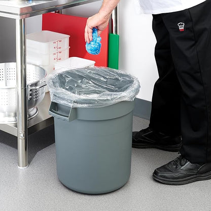 Winco PTC-10G Round Trash Can, 10 Gallon, Plastic, Gray