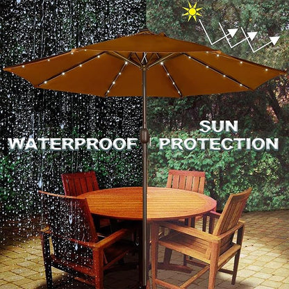 9 ft Solar Umbrella 32 LED Lighted Patio Umbrella Table Market Umbrella - Image 5