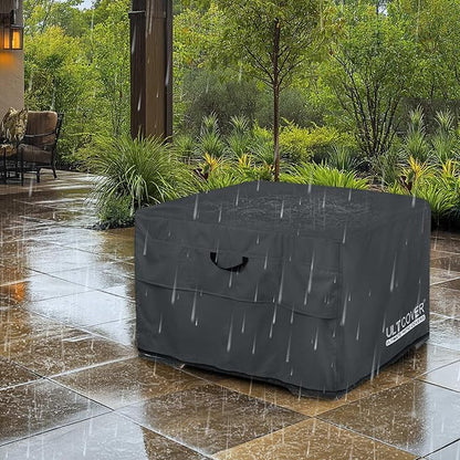 ULTCOVER Patio Fire Pit Table Cover Square 28 inch Outdoor Waterproof Fire Bowl Cover, Black